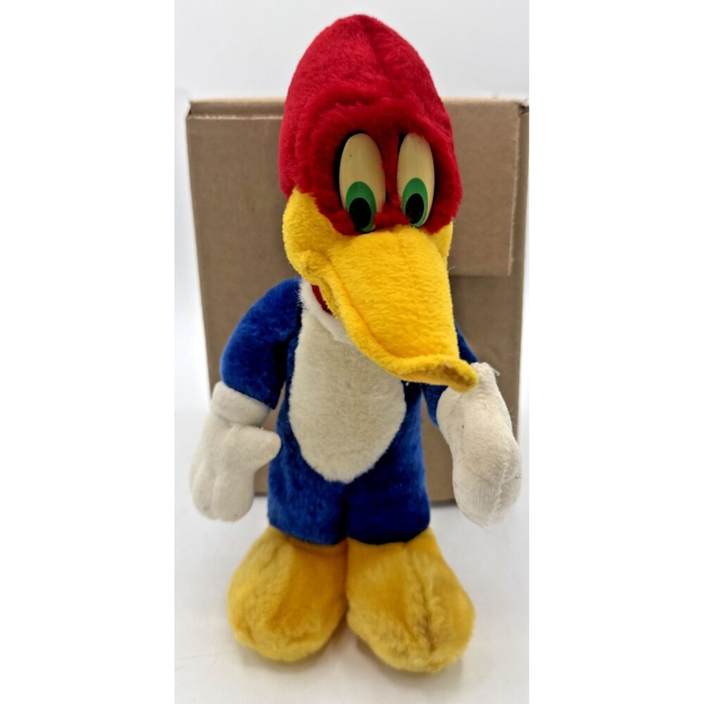 Vintage Woody Woodpecker Plush Doll 10” Walter Lantz Plastic Eyes, Collectible